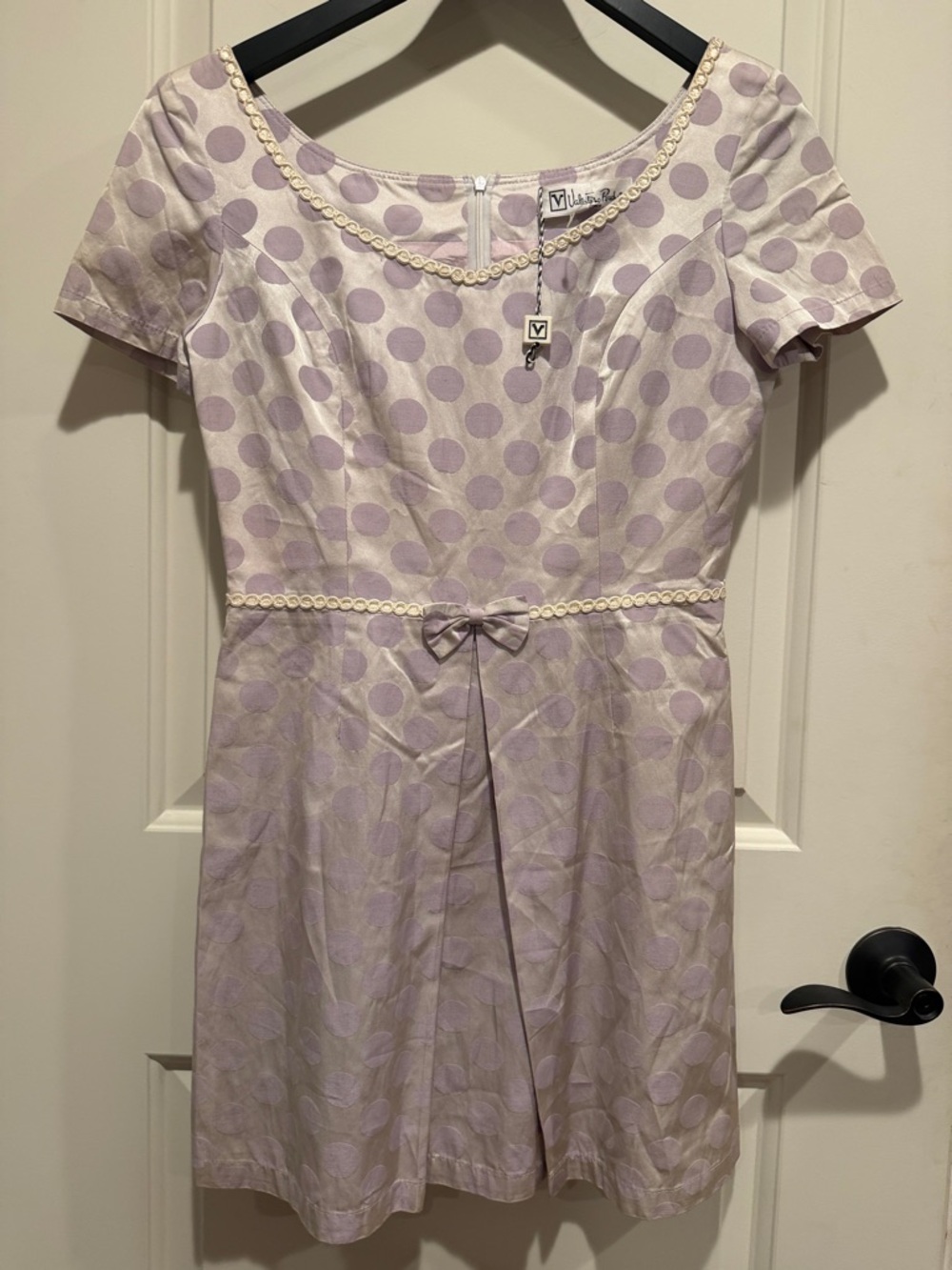 Italian Polka Dot Lavender Short Sleeve Fitted mini dress